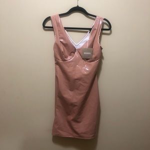 Pink vinyl dress brand new